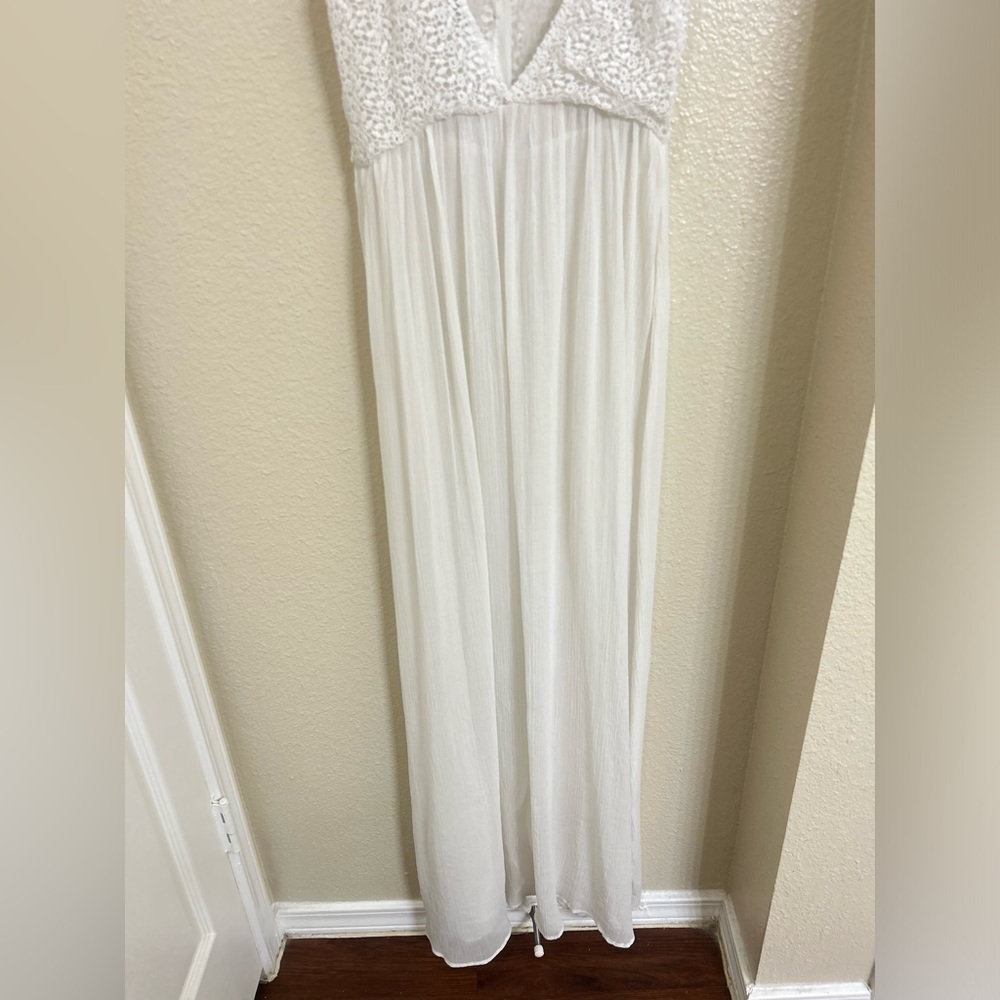 Zara Trafaluc White Crochet and Silk Sleeveless Dress - Picture 7 of 11